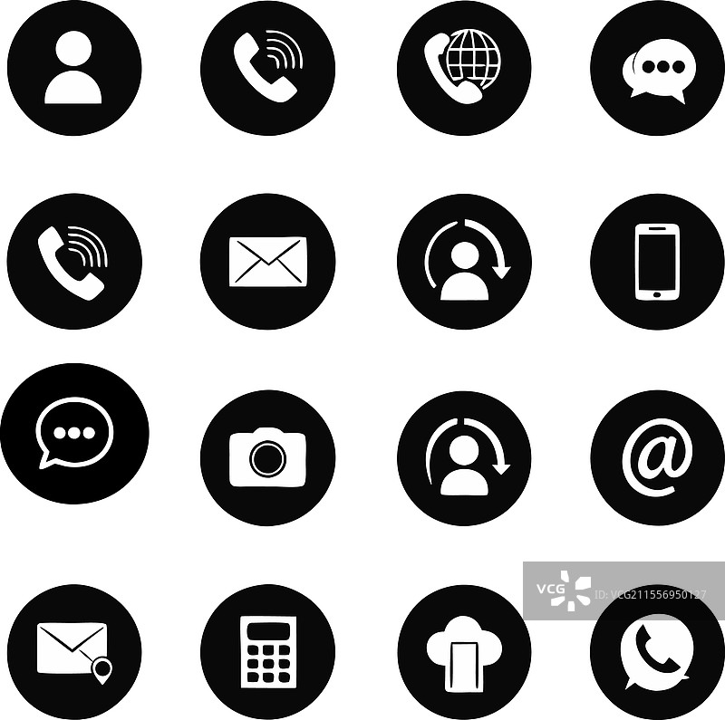 一组黑白通信图标图片素材
