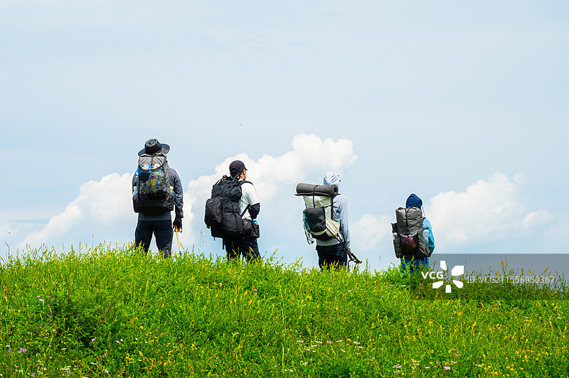 河北蔚县那座山重装徒步金莲花夏天秘境图片素材