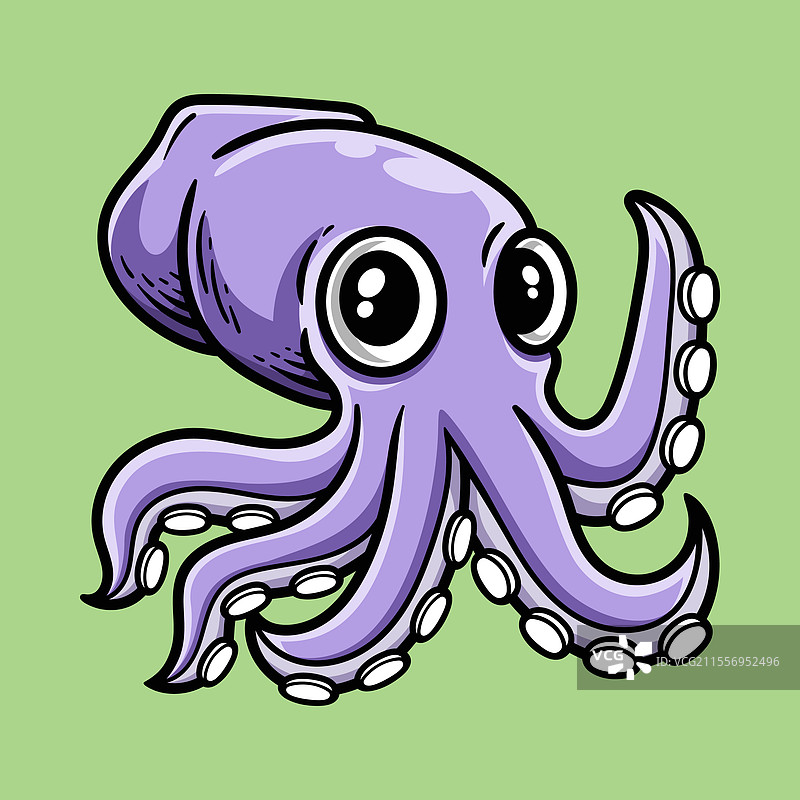有趣的彩色章鱼卡通角色，独立展示图片素材