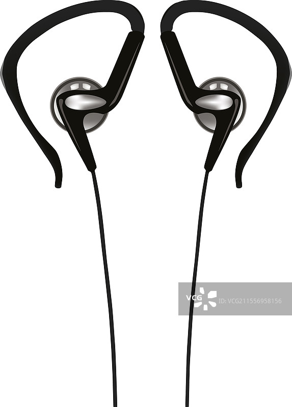 黑色入耳式耳机，背景为白色图片素材