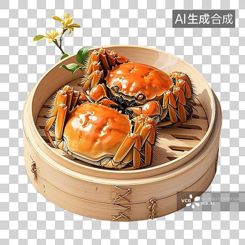 【AI数字艺术】阳澄湖大闸蟹-江苏美食特产海鲜小吃手绘插画图片素材