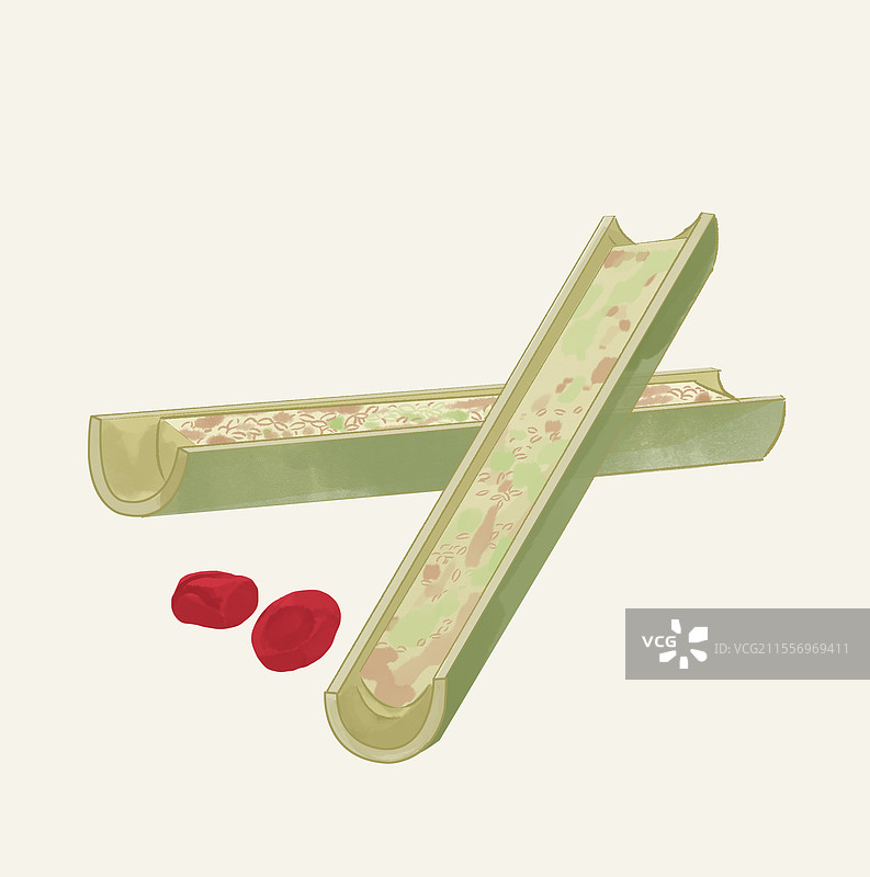 中餐中华传统地域美食食物食材饮食健康糯米粉竹筒饭贵州四川特色餐饮小吃插画图片素材