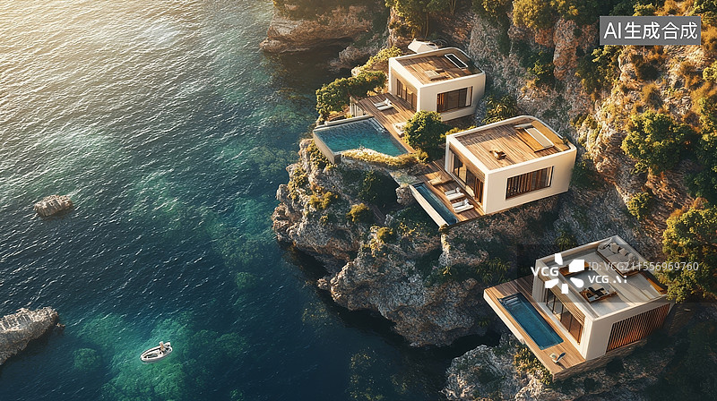 【AI数字艺术】航拍无人机别墅素材图片素材