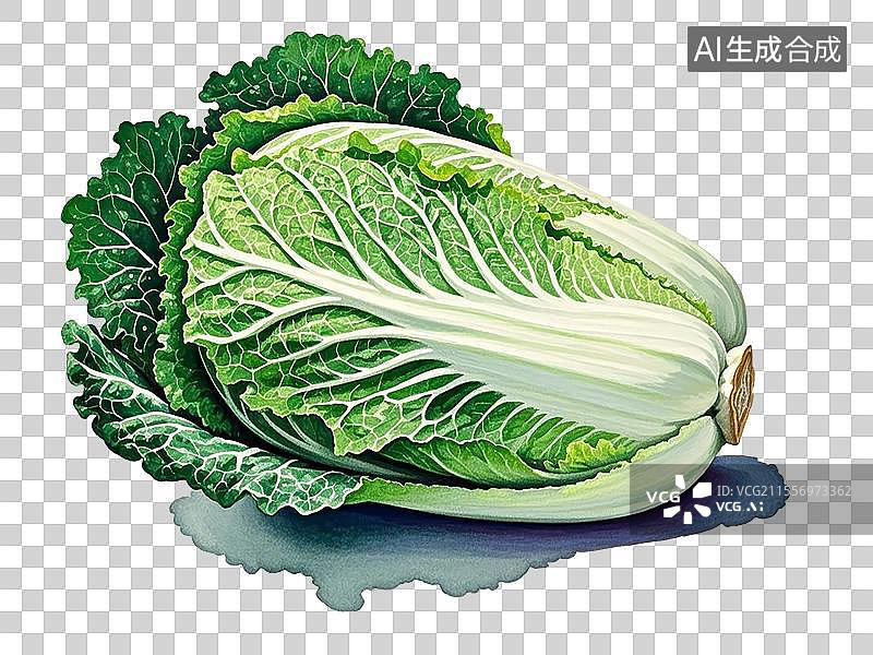 【AI数字艺术】大白菜植物手绘元素图片素材