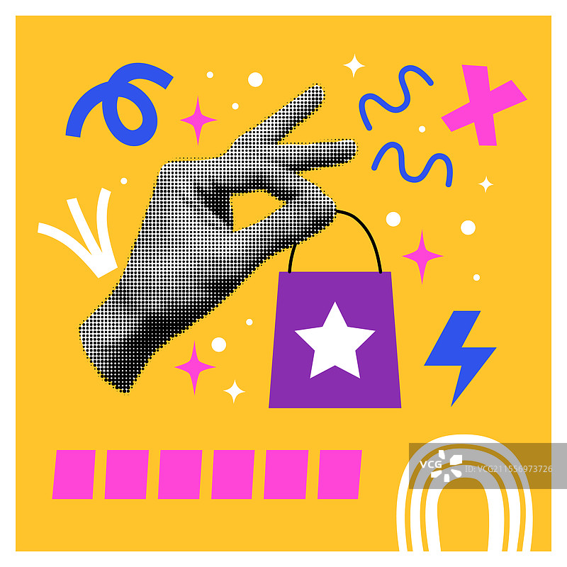 市场购物拼贴卡在线购买图片素材