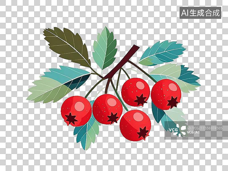 【AI数字艺术】山楂植物手绘元素图片素材