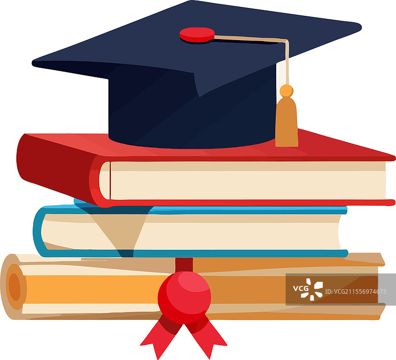 毕业帽放在一叠书上图片素材