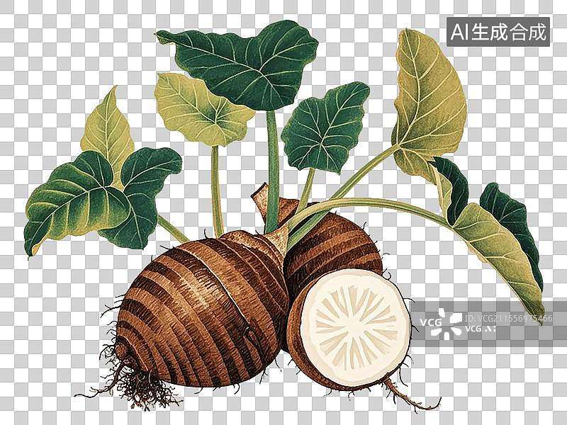 【AI数字艺术】芋头植物手绘元素图片素材