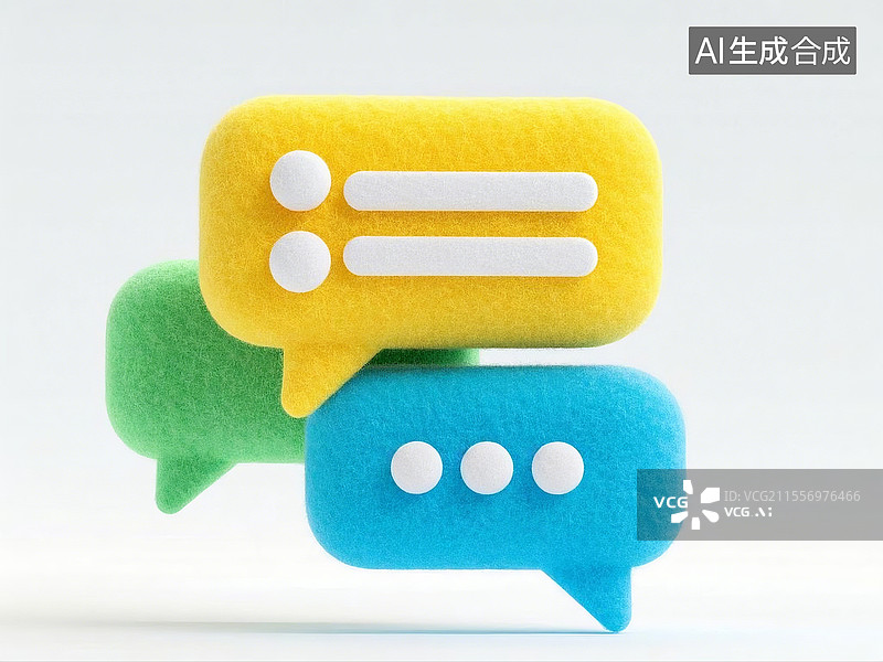 【AI数字艺术】3D卡通毛毡消息框图片素材