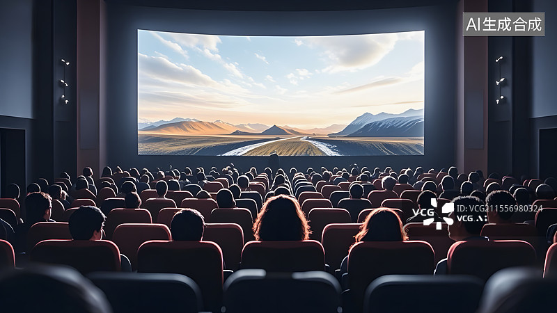 【AI数字艺术】电影院沉浸式观影插画海报图片素材