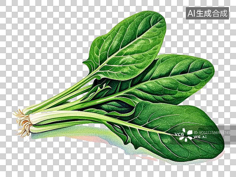 【AI数字艺术】菠菜植物手绘元素图片素材