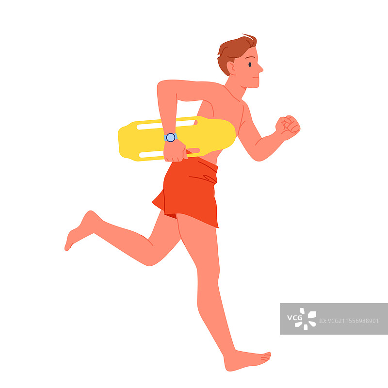 男救生员奔跑着去救溺水者图片素材