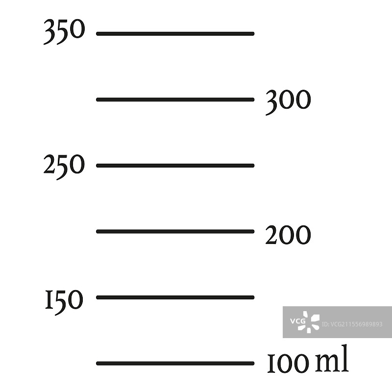 350毫升液体体积的刻度图片素材