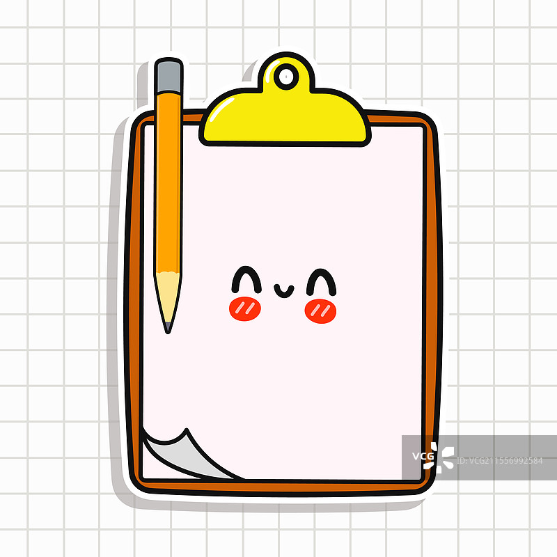 可爱的卡通办公室夹子和铅笔图片素材