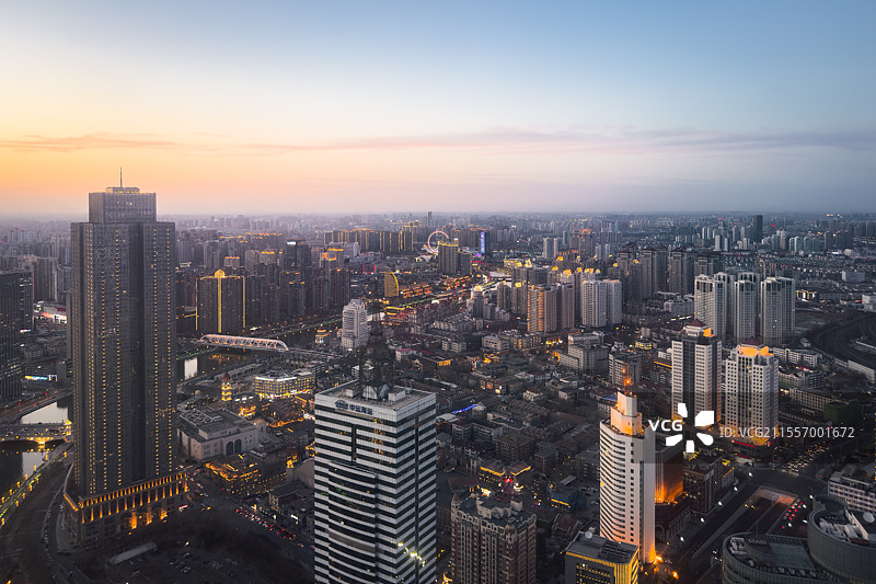 天津日落城市天际线图片素材