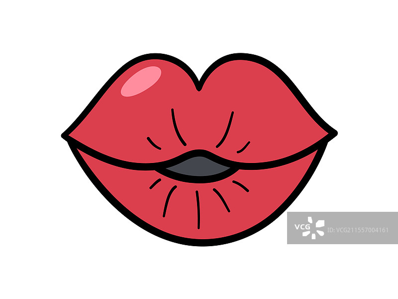 复古风格的卡通亲吻嘴唇，挑逗的嘴唇图片素材