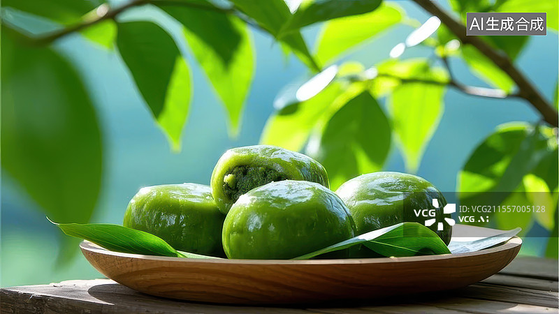 【AI数字艺术】中国传统美食青团 艾糍粑图片素材