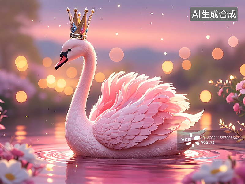 【AI数字艺术】粉色公主天鹅湖图片素材