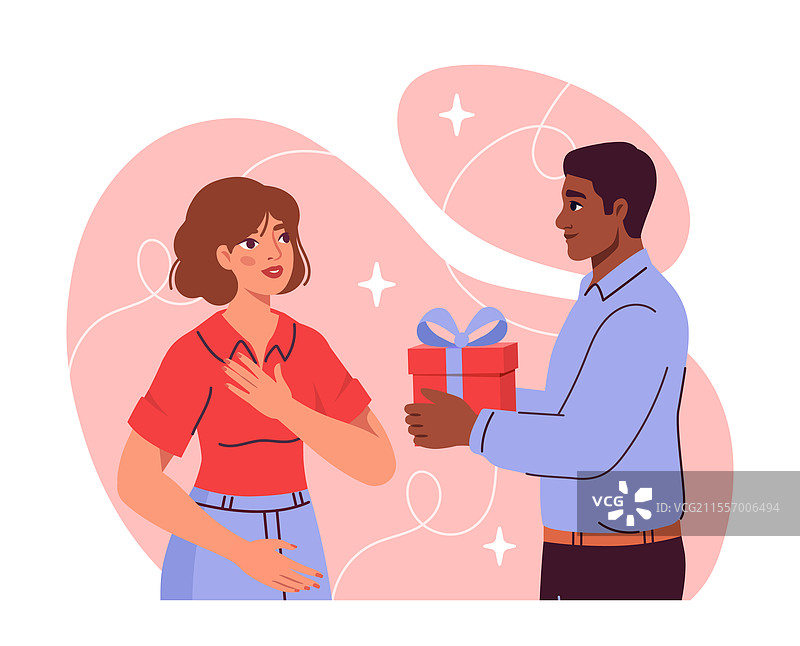男人给女人送礼物图片素材