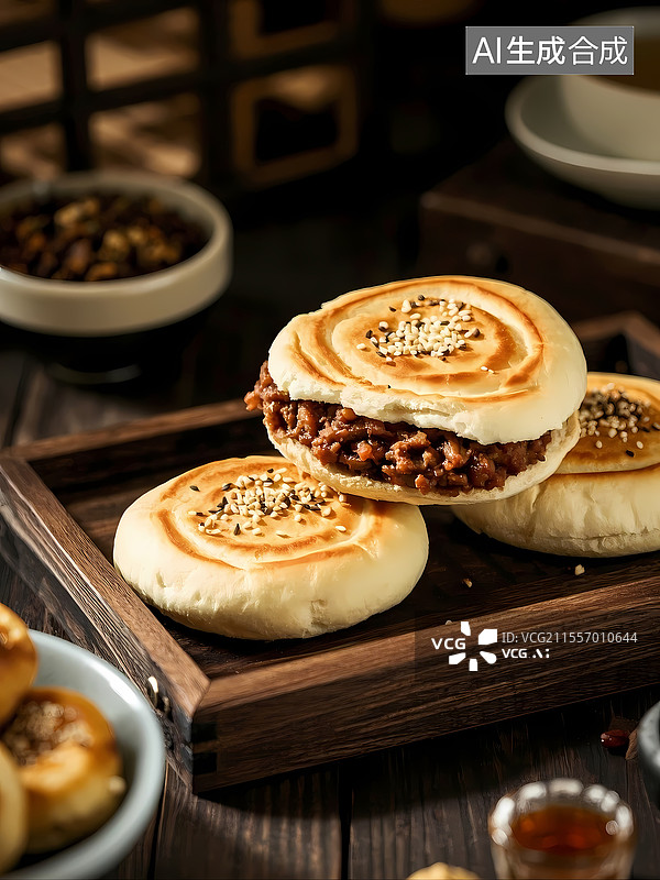 【AI数字艺术】肉夹馍美食特写图片素材