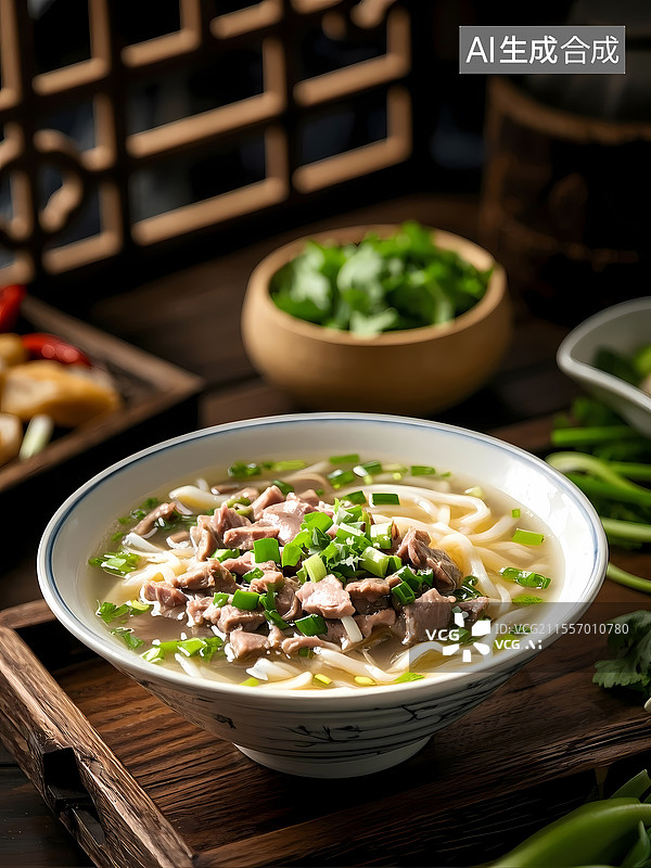 【AI数字艺术】猪杂汤粉美食特写图片素材
