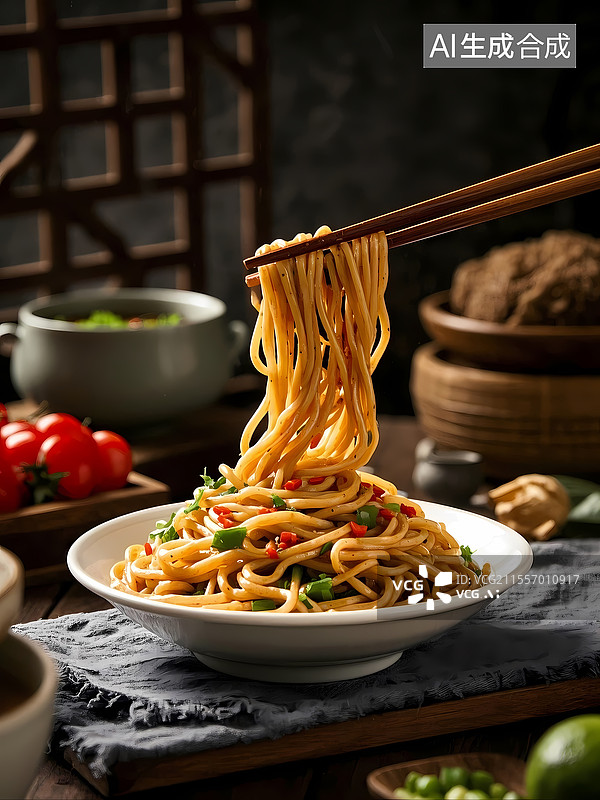 【AI数字艺术】武汉热干面美食特写图片素材
