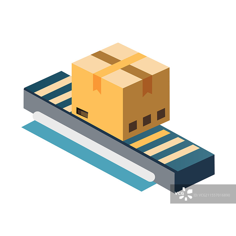 纸箱在传送带上移动图片素材