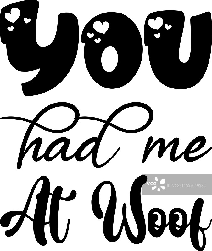 你让我心动的黑色字母名言：汪汪。图片素材