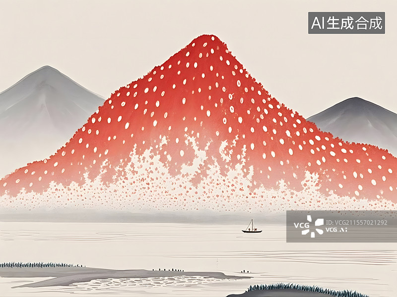 【AI数字艺术】红山白帆远航图图片素材