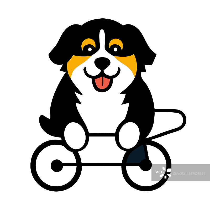 可爱的伯恩山犬骑自行车的艺术作品图片素材