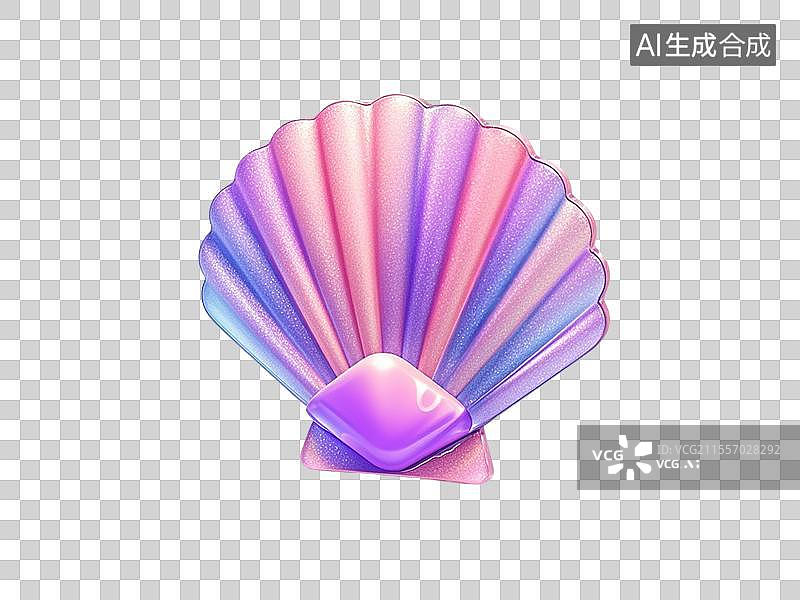 【AI数字艺术】3D渲染，可爱的卡通贝壳，扇贝，野生动物免抠元素图片素材