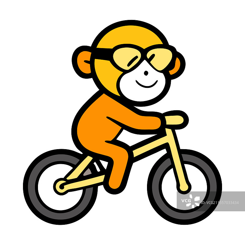 可爱的猴子骑自行车的艺术作品图片素材