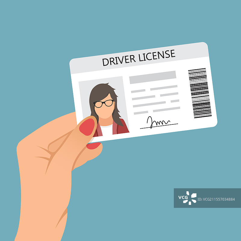 手持驾驶执照图标，扁平风格图片素材