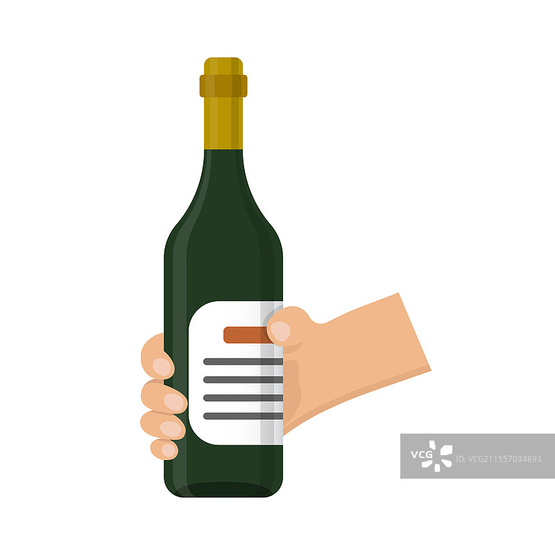 手握酒瓶的扁平风格图标图片素材