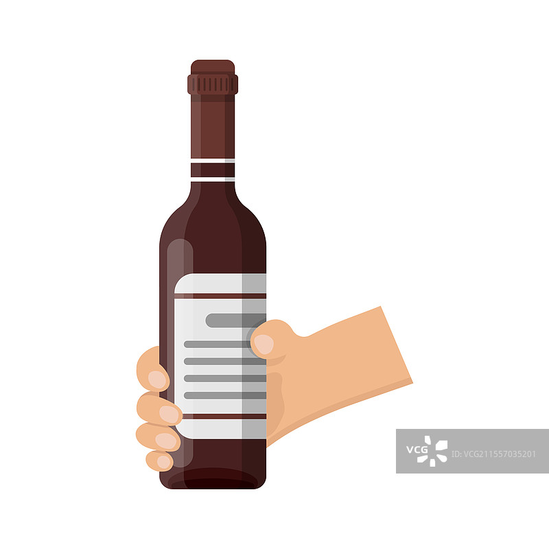 手握酒瓶的扁平风格图标图片素材