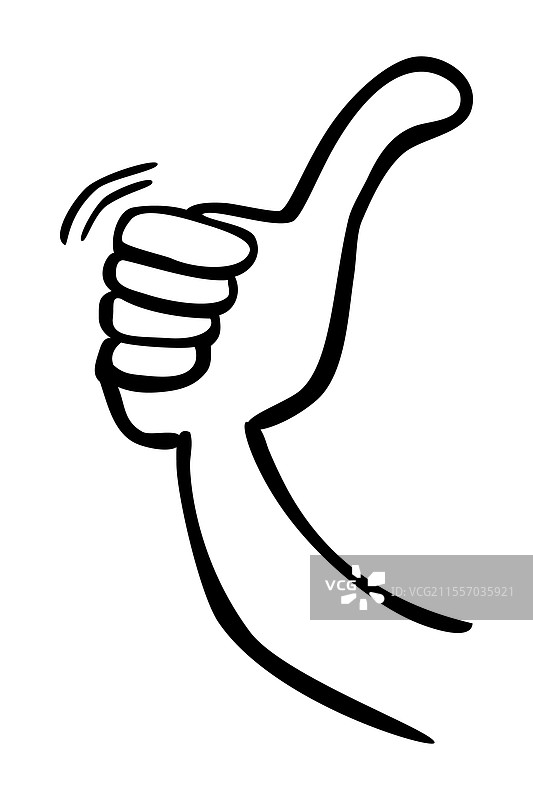 简单的涂鸦手绘草图，竖起大拇指表示喜欢图片素材