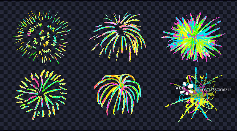 可爱的烟花铅笔线条涂鸦元素图片素材