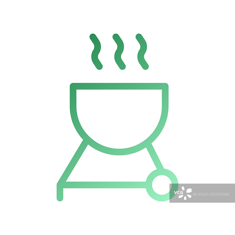 户外烹饪用的绿色烧烤图标，带蒸汽效果图片素材