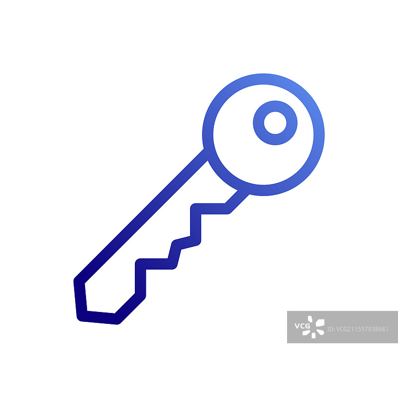 蓝色钥匙图标，简单安全的访问图片素材