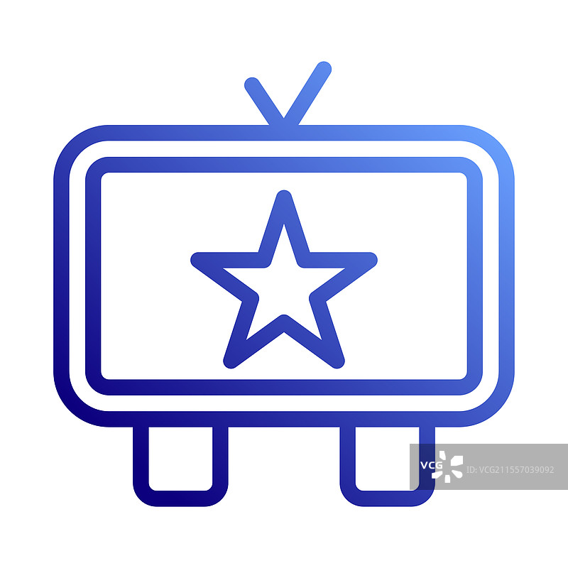 复古电视机，带有蓝色渐变的星形符号图片素材