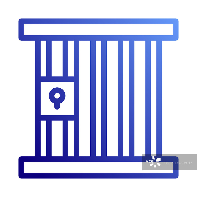 蓝色渐变监狱栏杆图标，监狱牢房安全图片素材