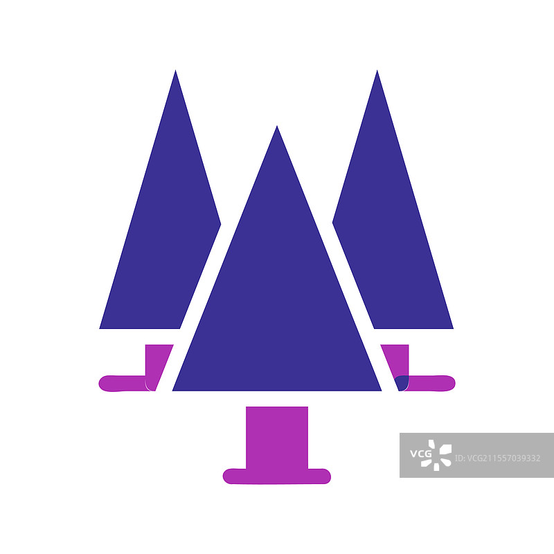 三个紫色和薰衣草色的风格化树图标图片素材