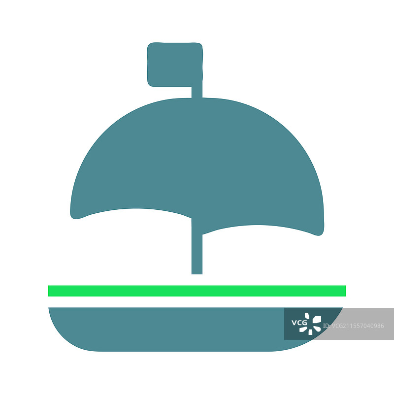 简单的蓝色船只与旗帜的极简设计图片素材