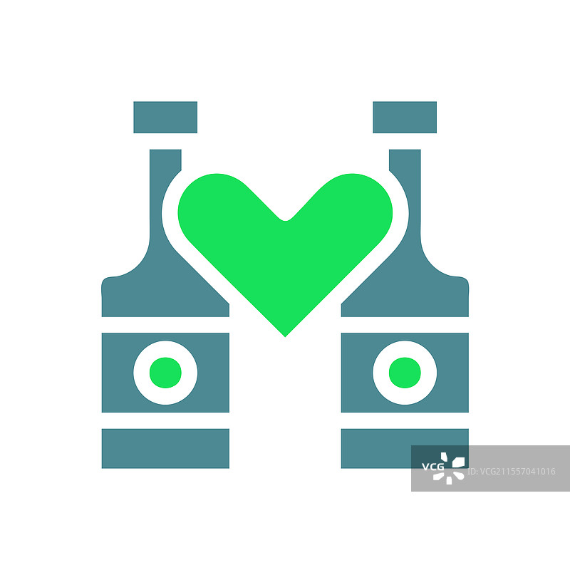 两瓶之间有一个绿色心形图案图片素材