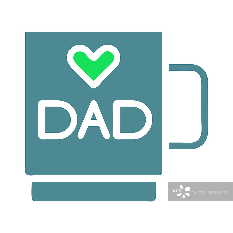 爸爸的杯子，上面有绿色心形图案，祝父亲节快乐图片素材