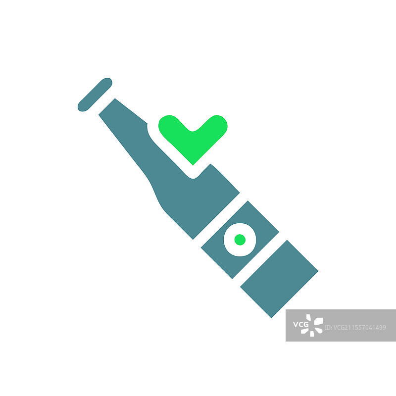 带有绿色批准标志的瓶子符号设计图片素材