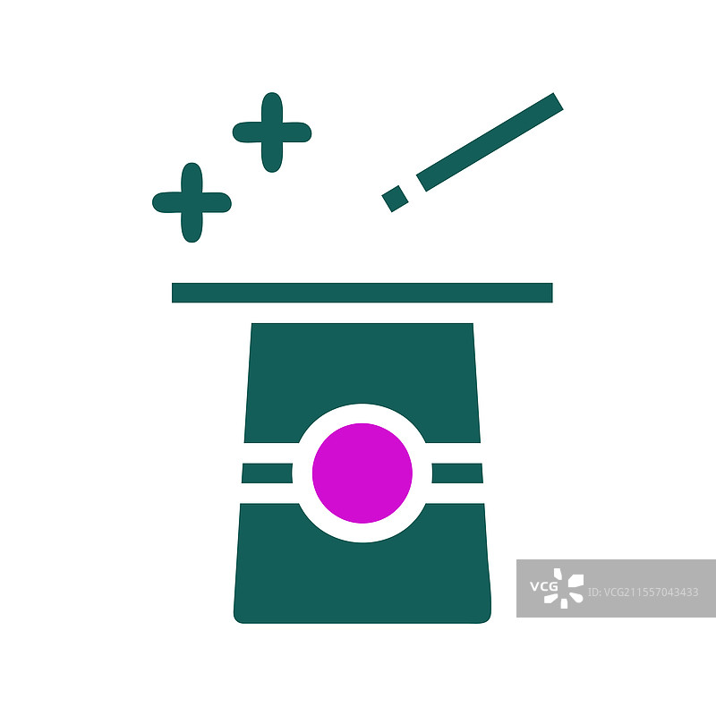 白色背景上的魔法帽、魔杖和星星图片素材