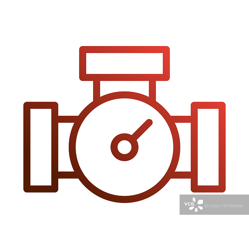 红色轮廓图标的圆形水表图片素材