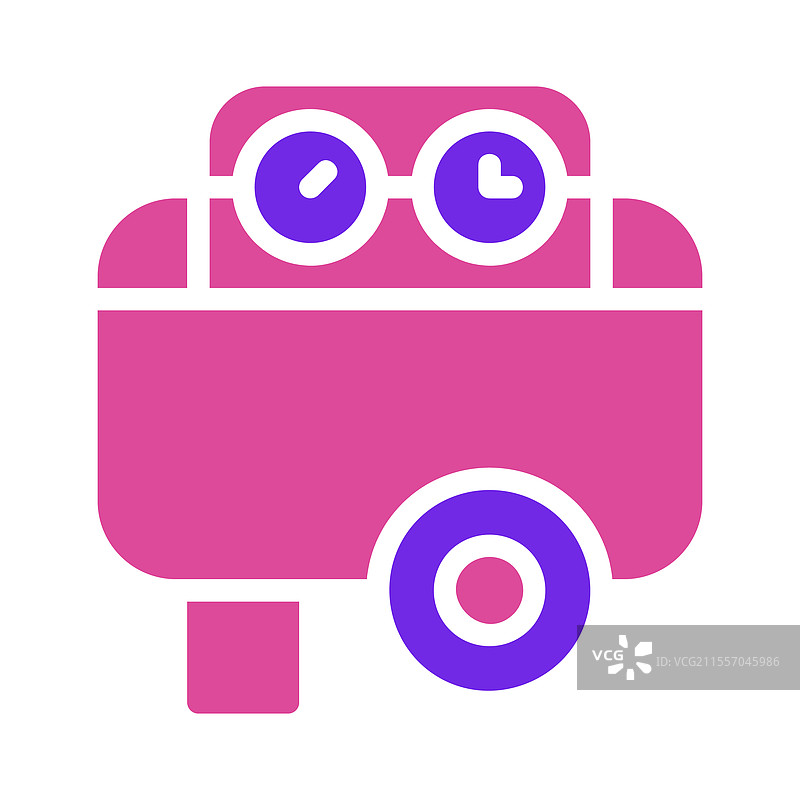 粉色和紫色的汽车图标，带有时钟形状的车灯图片素材