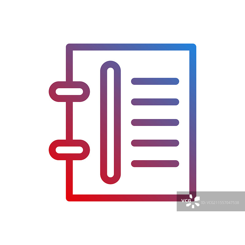 渐变笔记本图标，带有线条用于记笔记图片素材